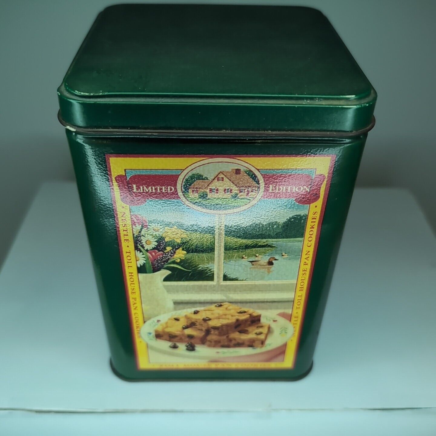 Old Vintage Nestle Toll House Cookies Metal Tin Can Green- Limited Edition