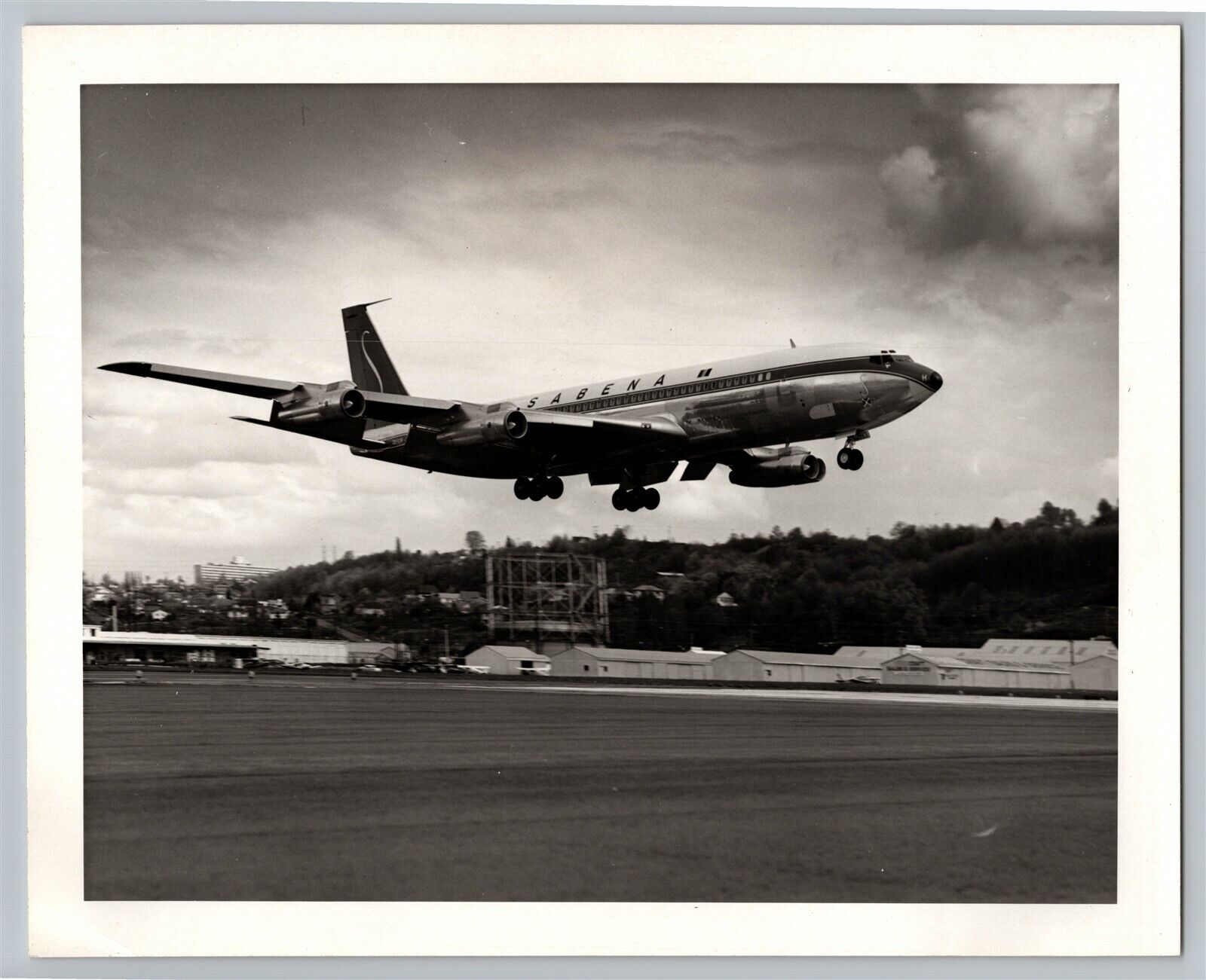 Aviation Airplane Sabena Airlines Boeing 707 1960s B&W 8x10 Photo 3C2