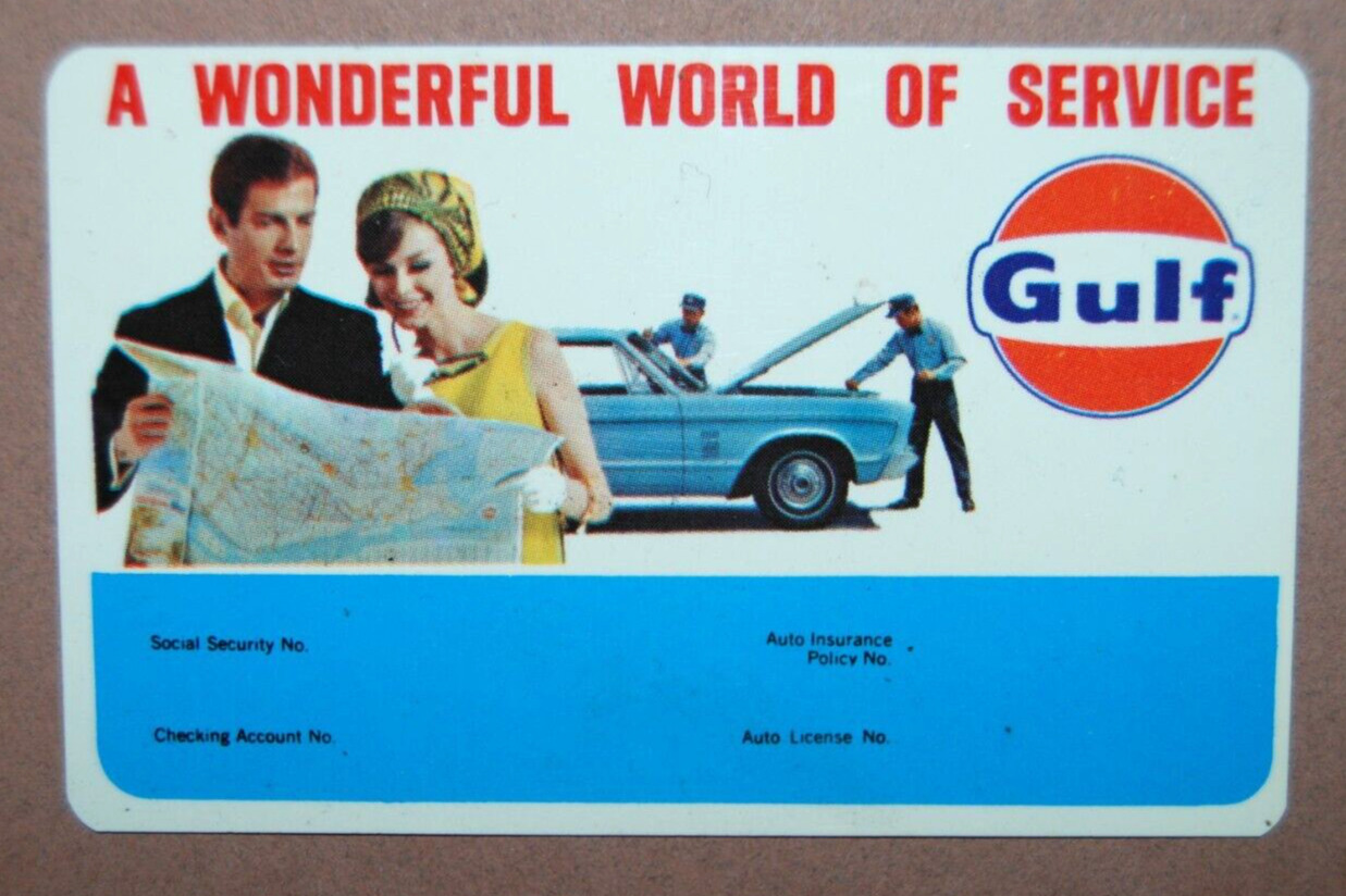 1968 Gulf Oil Company Petroleum Gasoline Gas Plastic Pocket / Wallet Calendar