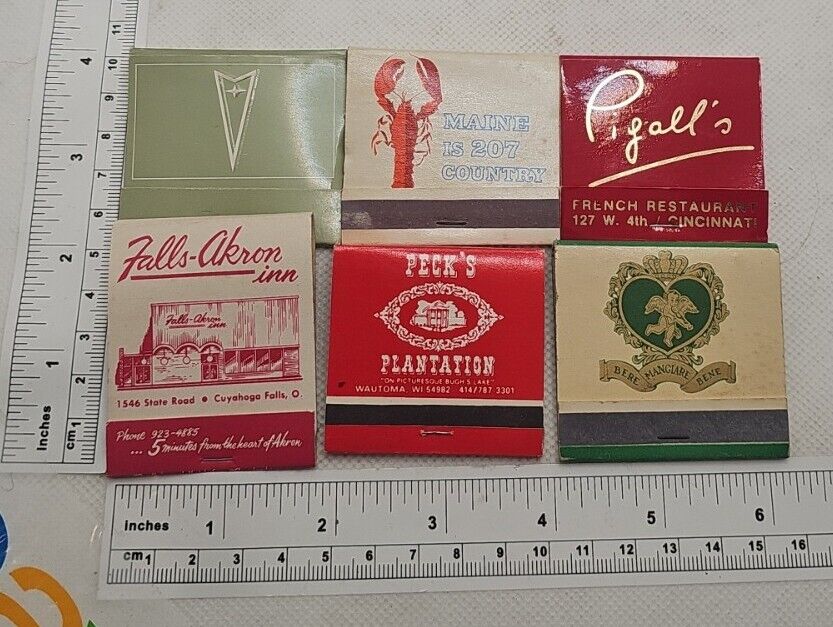 Vintage Matchbook Collectible Ephemera lot of 6 matchbooks advertising unused 