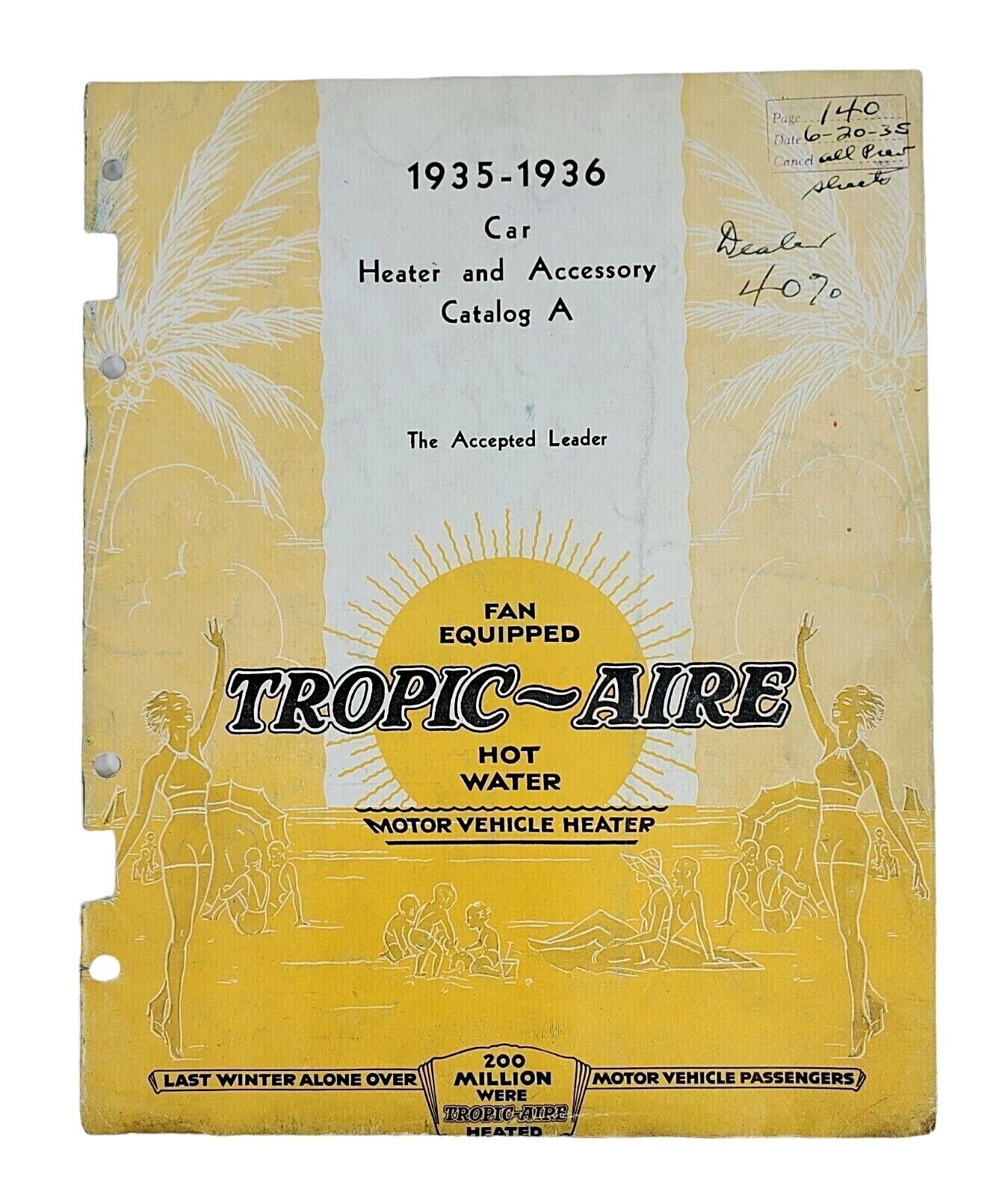 1935-36 Tropic-Aire Car Heater And  Accessory Catalog Motor Vehicle Heater