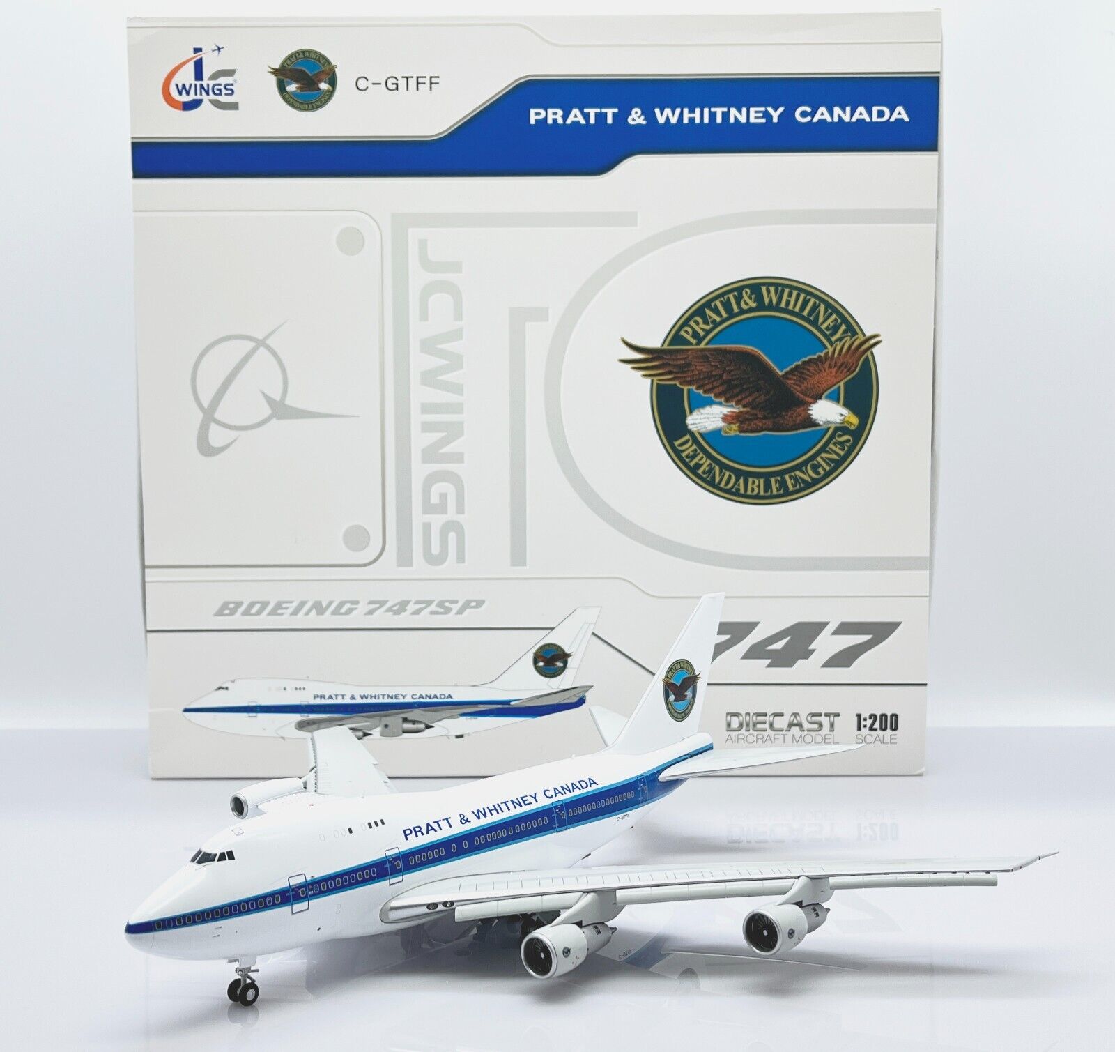 Pratt & Whitney Canada B747SP C-GTFF 1:200 JC Wings FLAPS DOWN XX20286A (E)