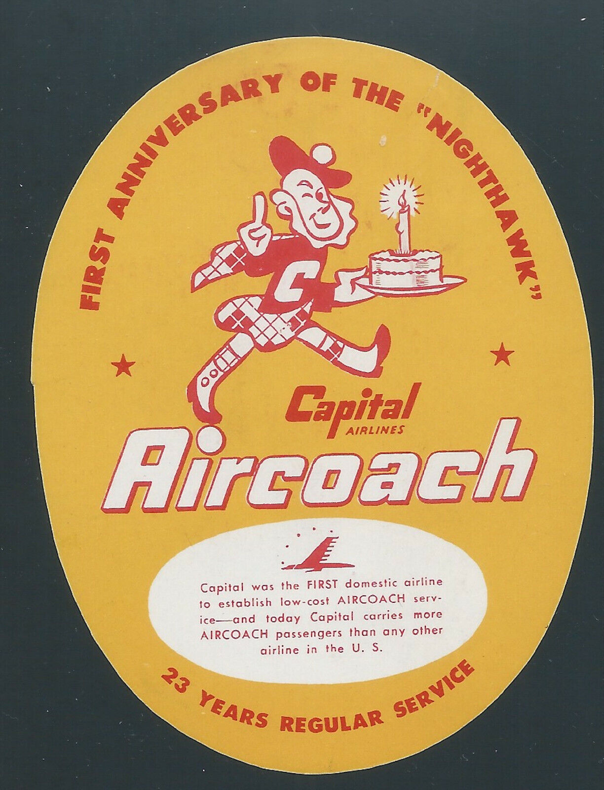 Capital Airlines, Aircoach, AFA #USC-45, Airline Label, full gum, hinged