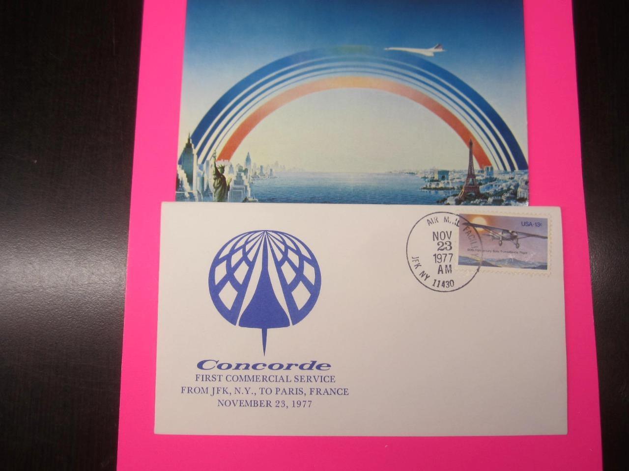 AIR FRANCE CONCORDE AIRPLANE FLOWN STAMPED FIRST DAY COVER NEW YORK-PARIS 1977