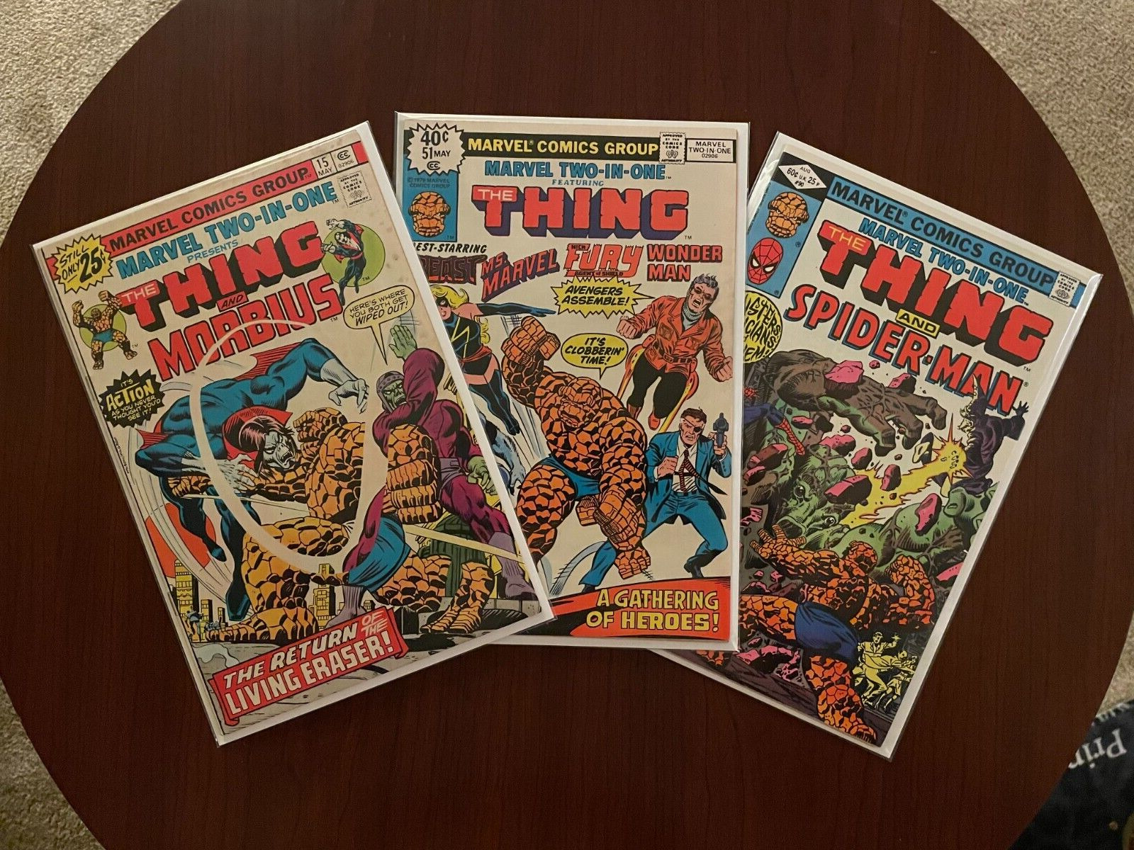 (Lot of 3 Comics) Marvel Two-In-One #15 #51 #90 (Marvel 1976-82) Spiderman Thing