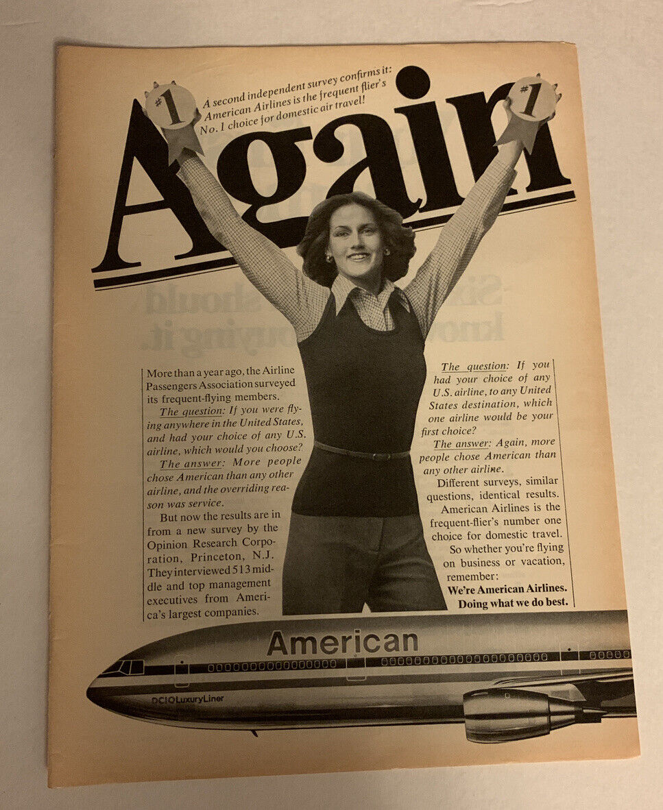 1977 American Airlines Print Original Again No 1 Choice For Domestic Air Travel