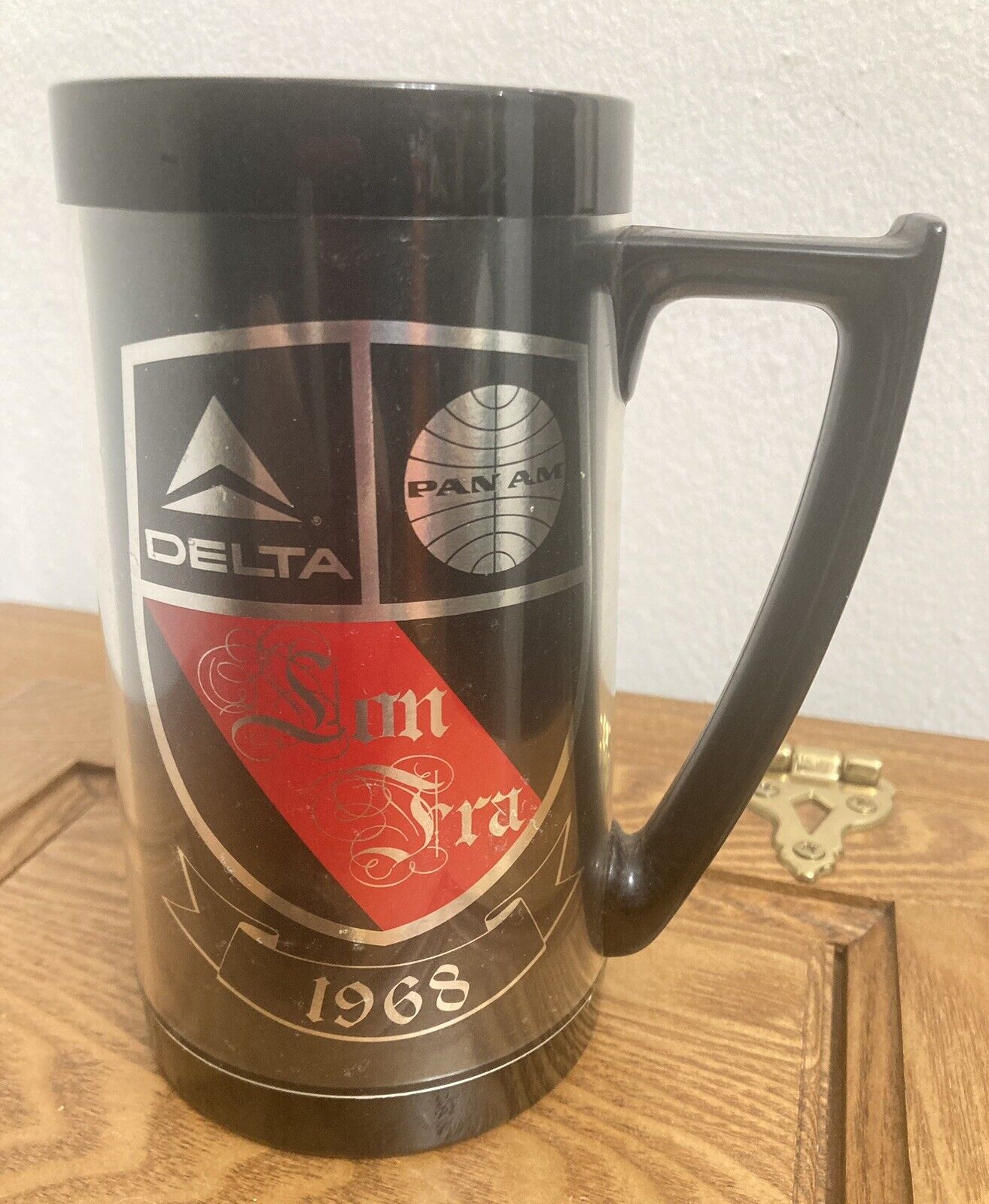 Vintage 1968 Delta Pan-Am Airlines West Bend Thermo Serv Cup Mug Stein