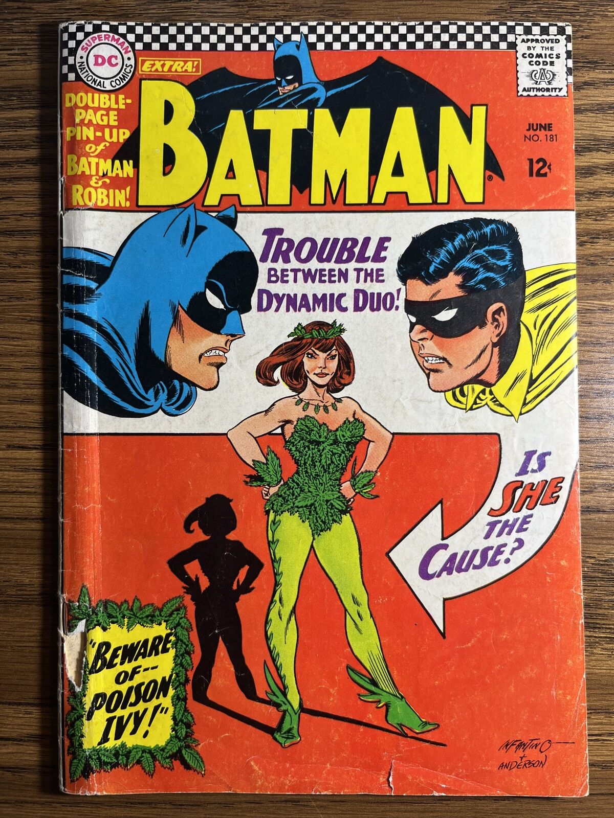BATMAN 181 1ST APPEARANCE OF POISON IVY INFANTINO COVER DC COMICS 1966 NO PIN-UP