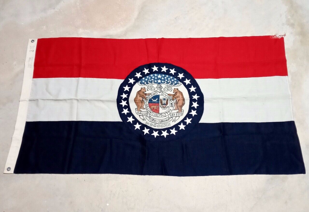 Vintage Missouri 100% Wool Sewn Made in USA Antique State Flag - RARE