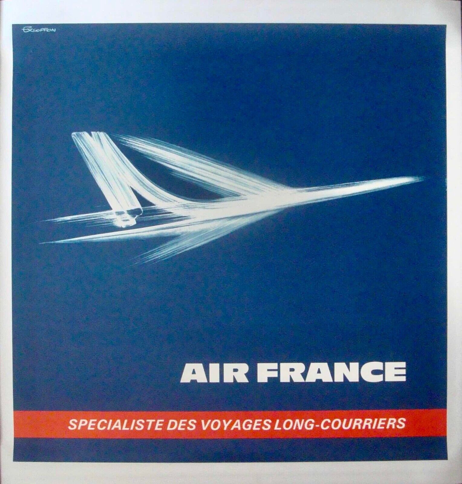 AIR FRANCE SPECIALISTE VOLS LONG COURRIERS Vintage Airlines poster 1964 LINEN