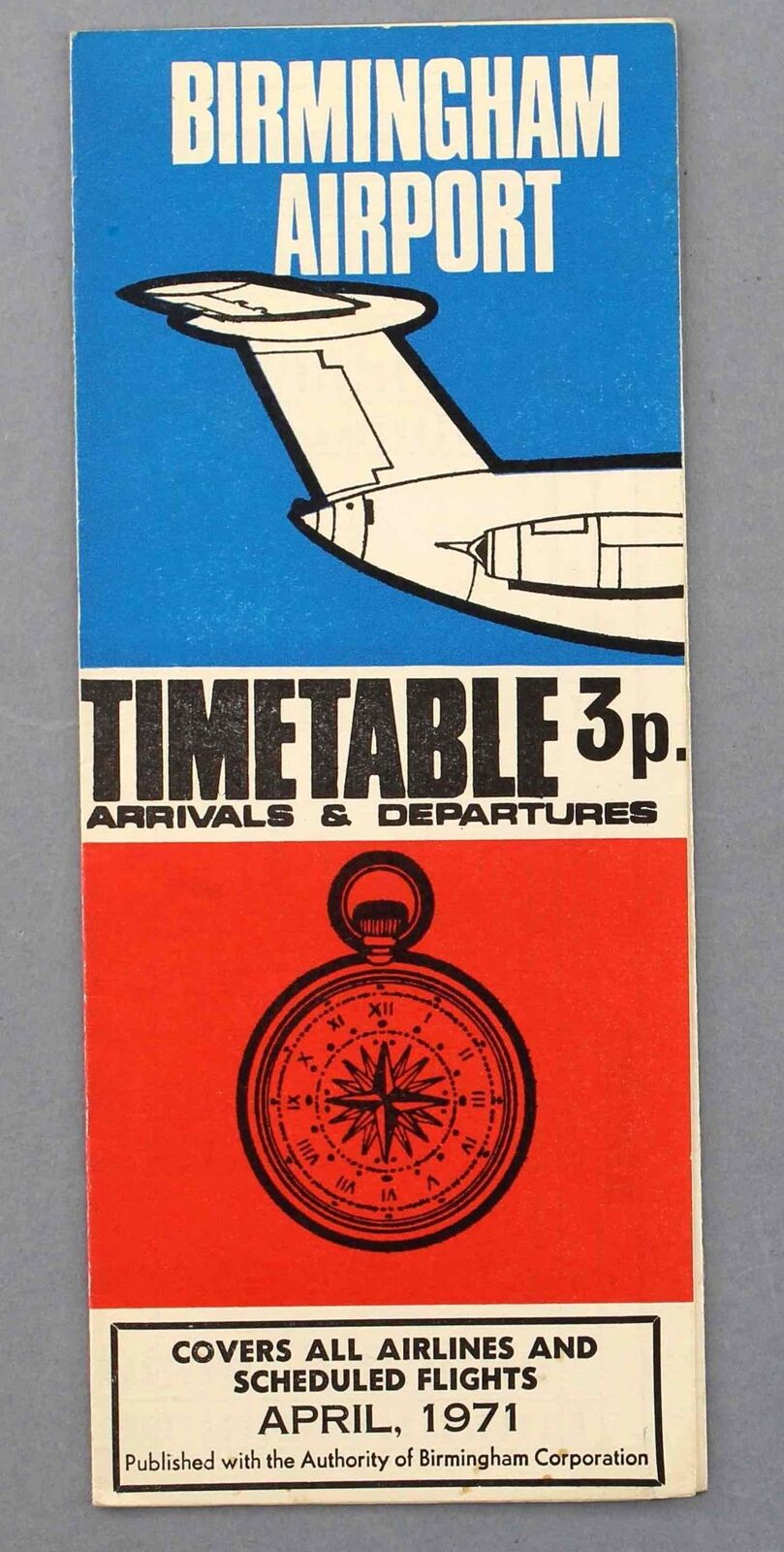 BIRMINGHAM AIRPORT TIMETABLE APRIL 1971 AIRLINE
