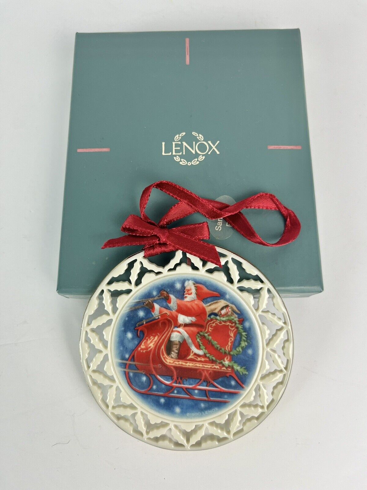VTG Lenox Santa\'s Portrait Christmas Ornament Santa\'s Ride with Box
