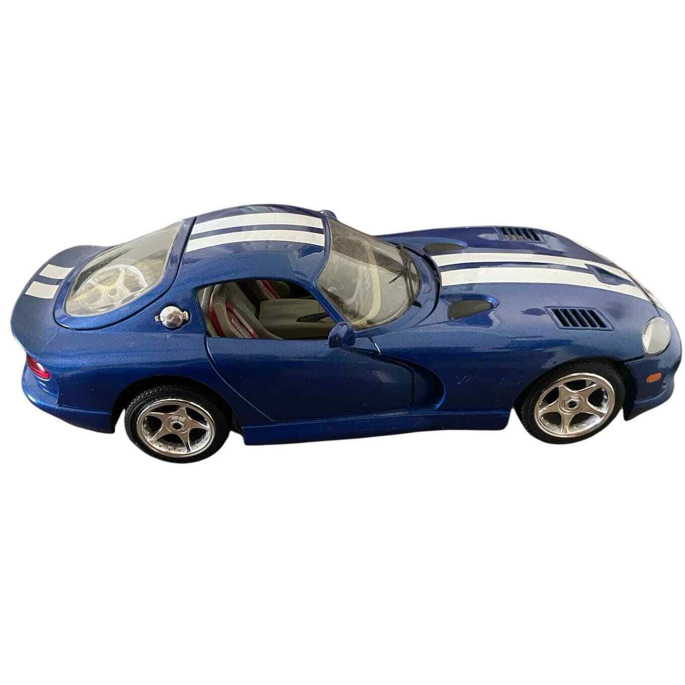 Burago Dodge Viper GTS Coupe Die Cast Metal Sports Car Blue with White Stripes