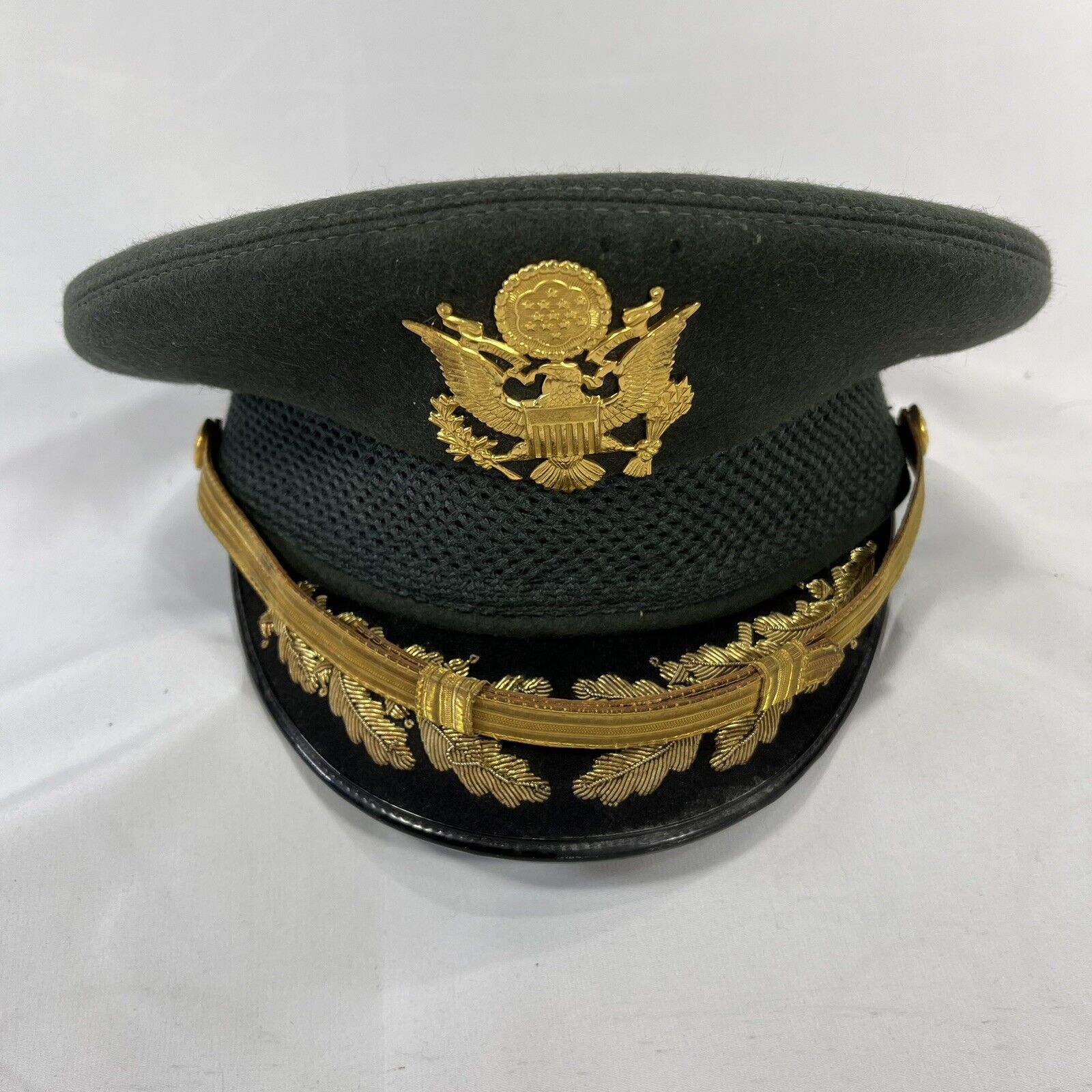 Vintage Flight Ace US Army Field Grade Officer Fur Felt Visor Cap Size 7 1/4
