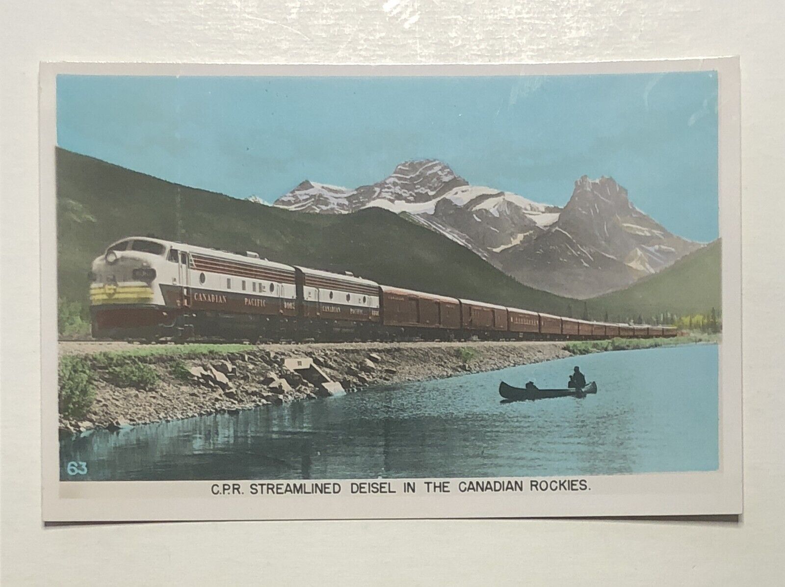 Postcard -Canada, CPR Streamlined Deisel in the Canadian Rockies, Train