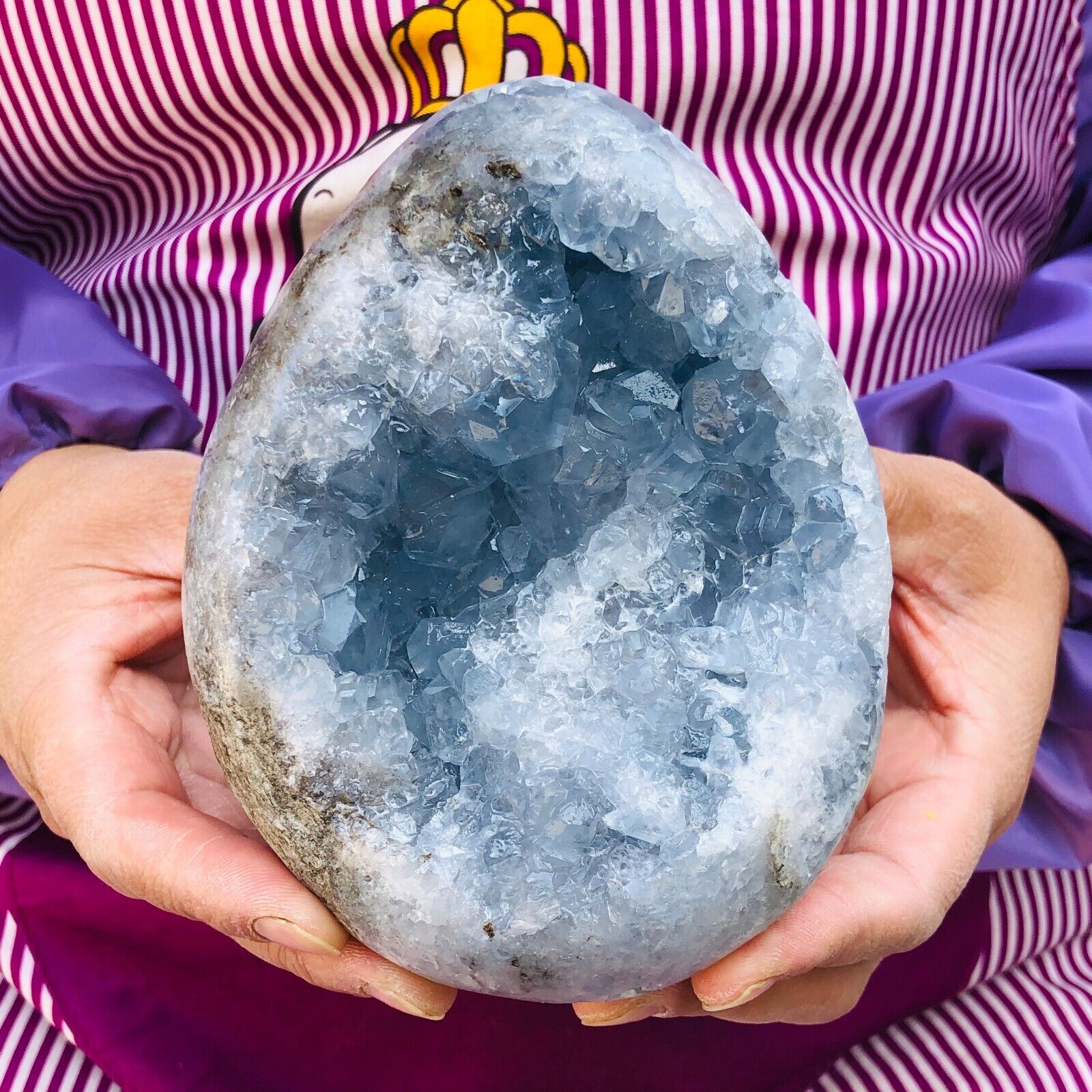 3.16LB Natural Beautiful Blue Celestite Crystal Geode Cave Mineral Specimen