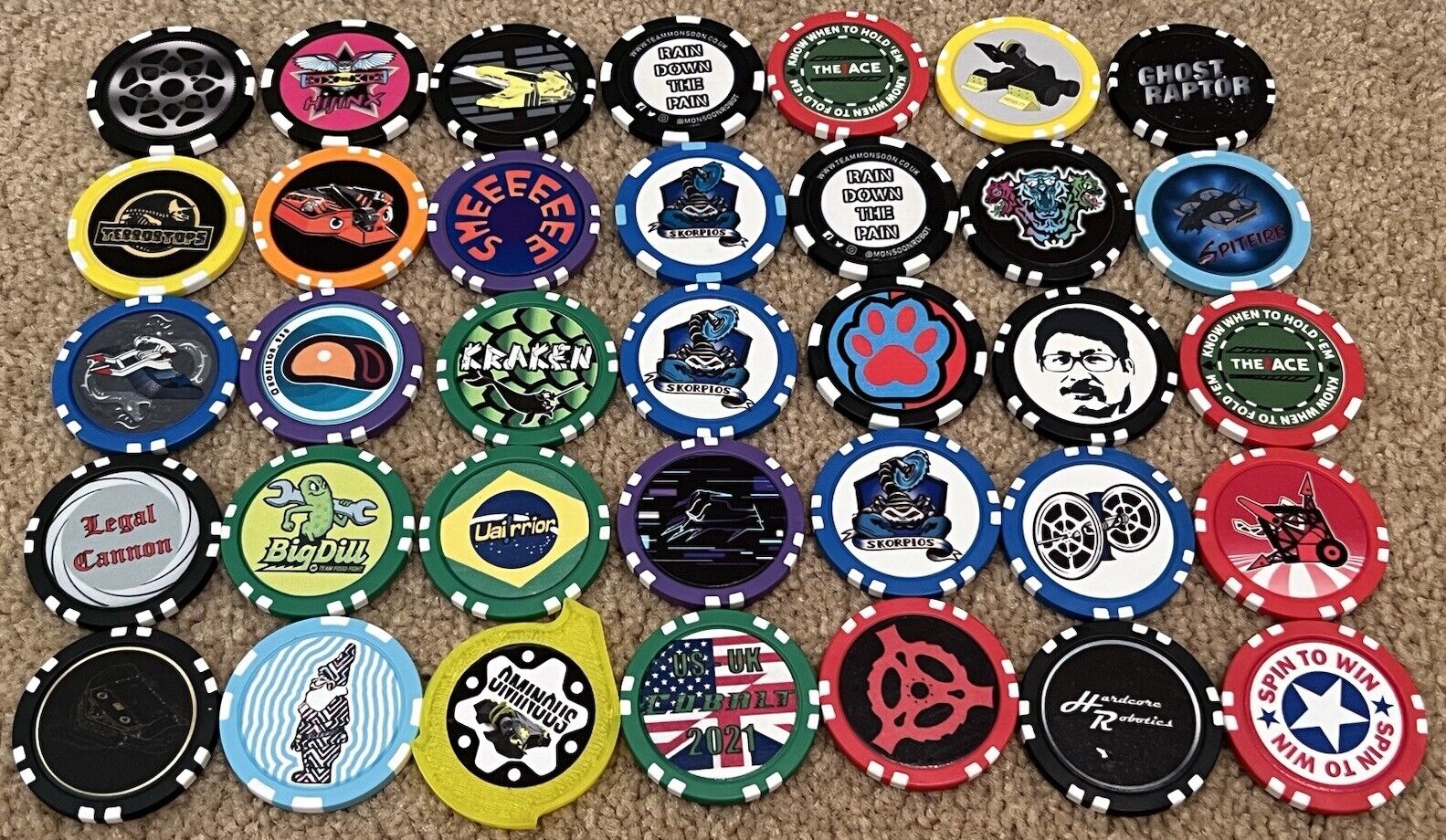 BattleBots Poker Chips Lot of 35 Tantrum, Cobalt, Skorpios, Glitch, Uppercut