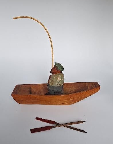 Rare - Vintage - Sven Gunnarsson - Hand Made -  Wood Carving - Fisherman