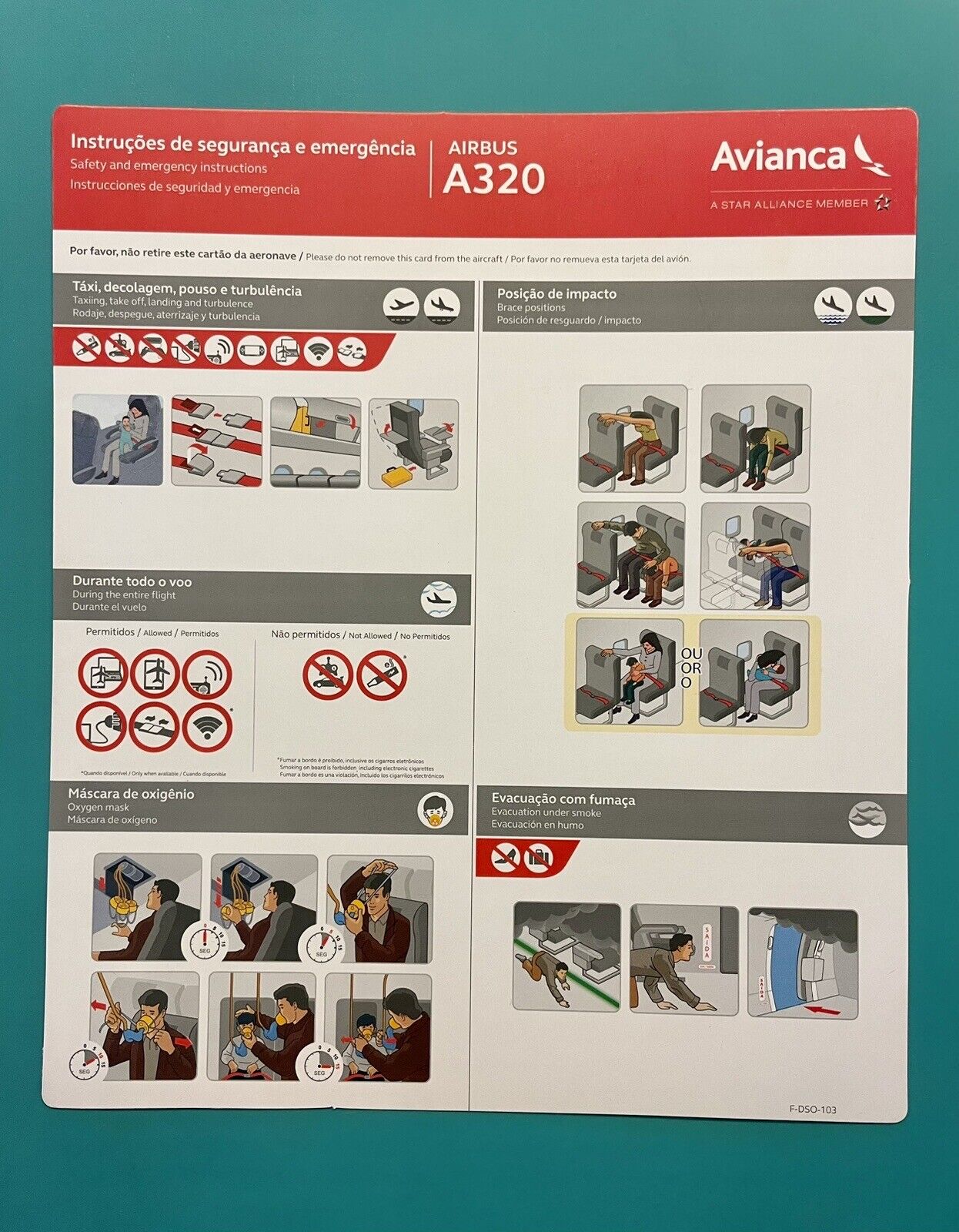 AVIANCA  BRAZIL SAFETY CARD— 320