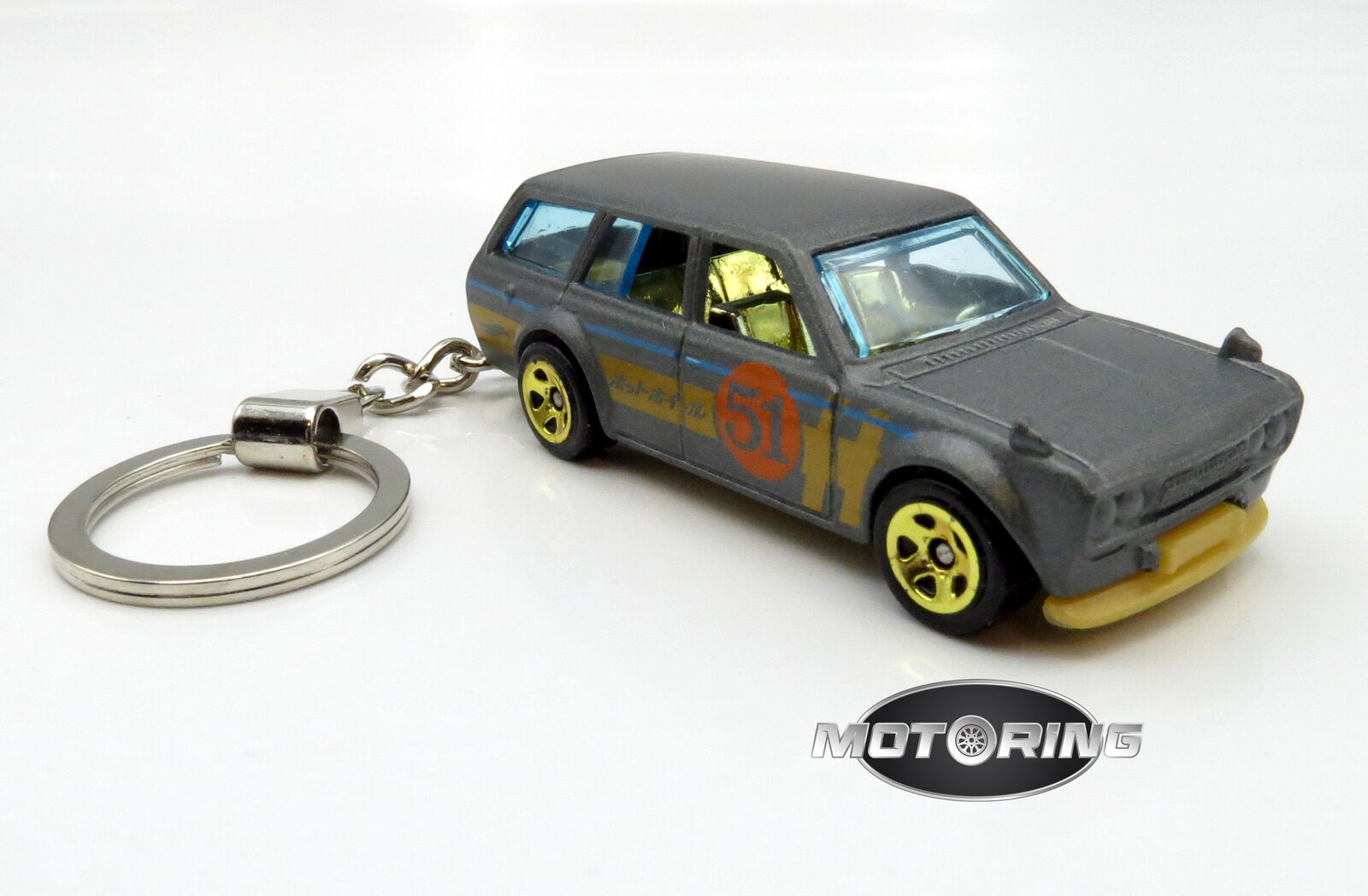 1971 '71 Datsun 510 Wagon Grey Gray Car Rare Novelty Keychain 1:64 Diecast