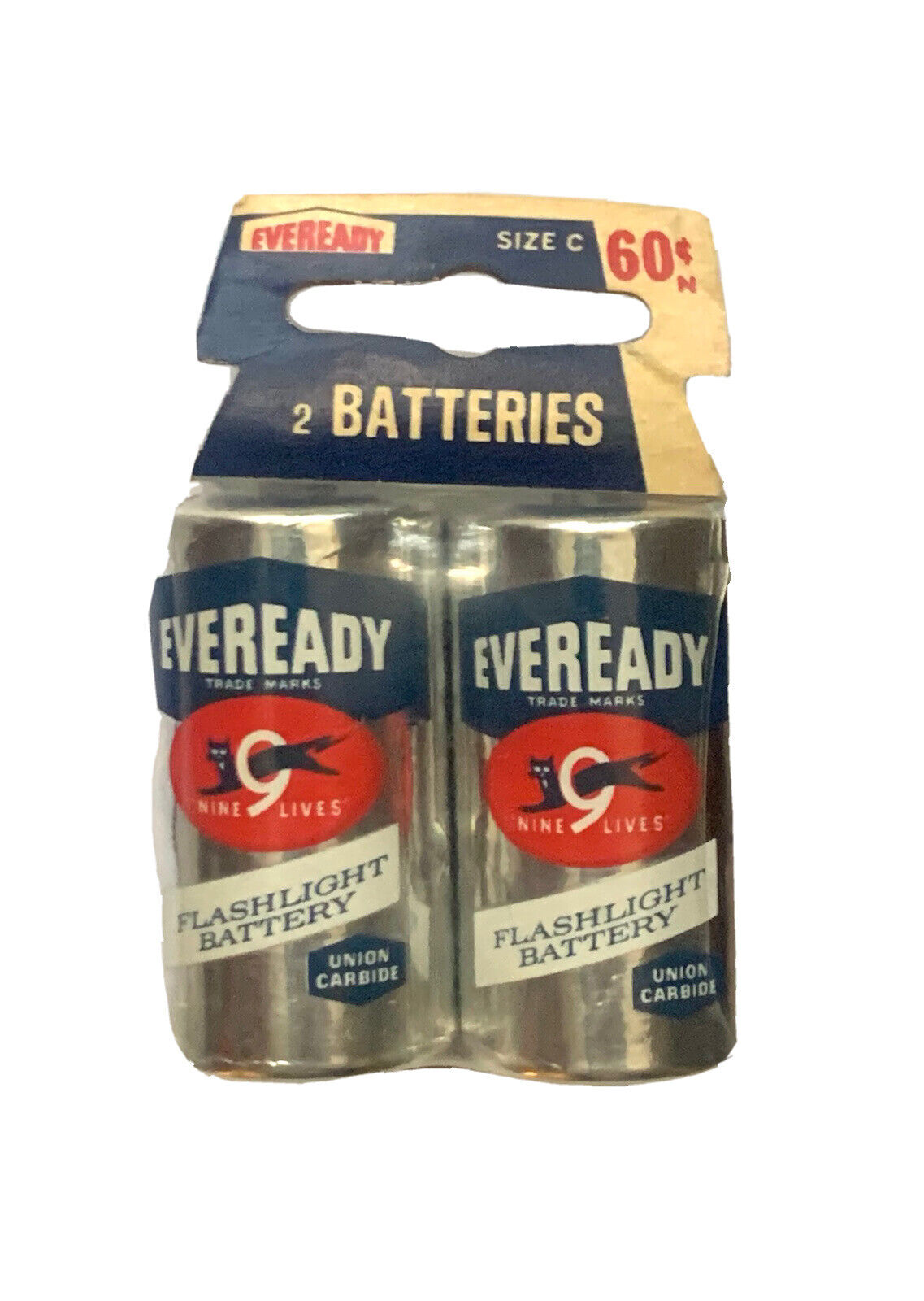 1950s - 1960s Eveready Batteries Size C In Sealed Package. Union Carbide N.Y.