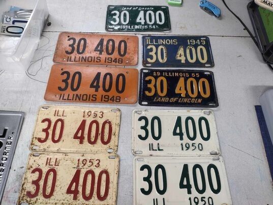 Illinois Lot of 9 Vintage Expired  License Plate Auto Tags 30 400