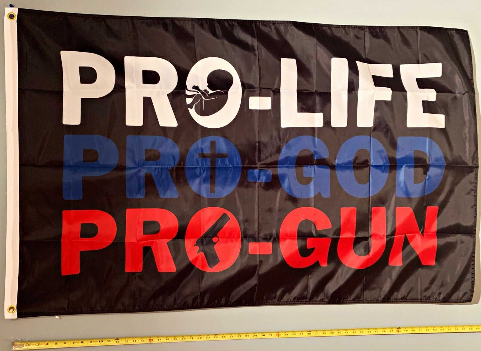 PRO LIFE FLAG  USA SELLER Pro Life Pro God Pro Gun Trump USA Sign 3x5