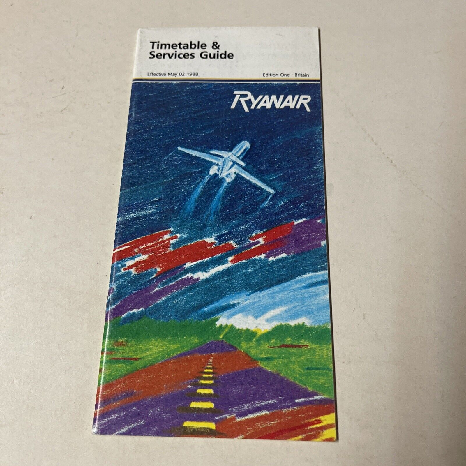 Ryanair AIRLINE May 1988 TIMETABLE SCHEDULE Brochure flight cover