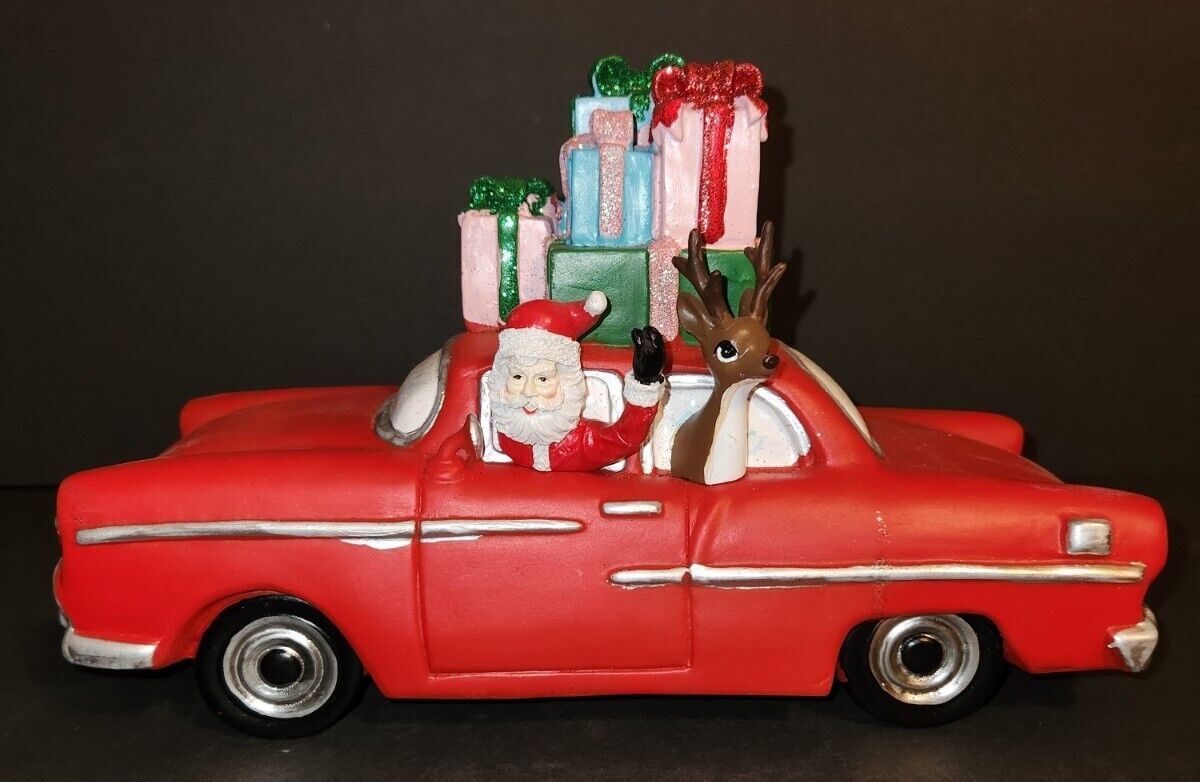 Santa Ashland Merry Memories Noel Car Reindeer Delivering Presents Christmas 