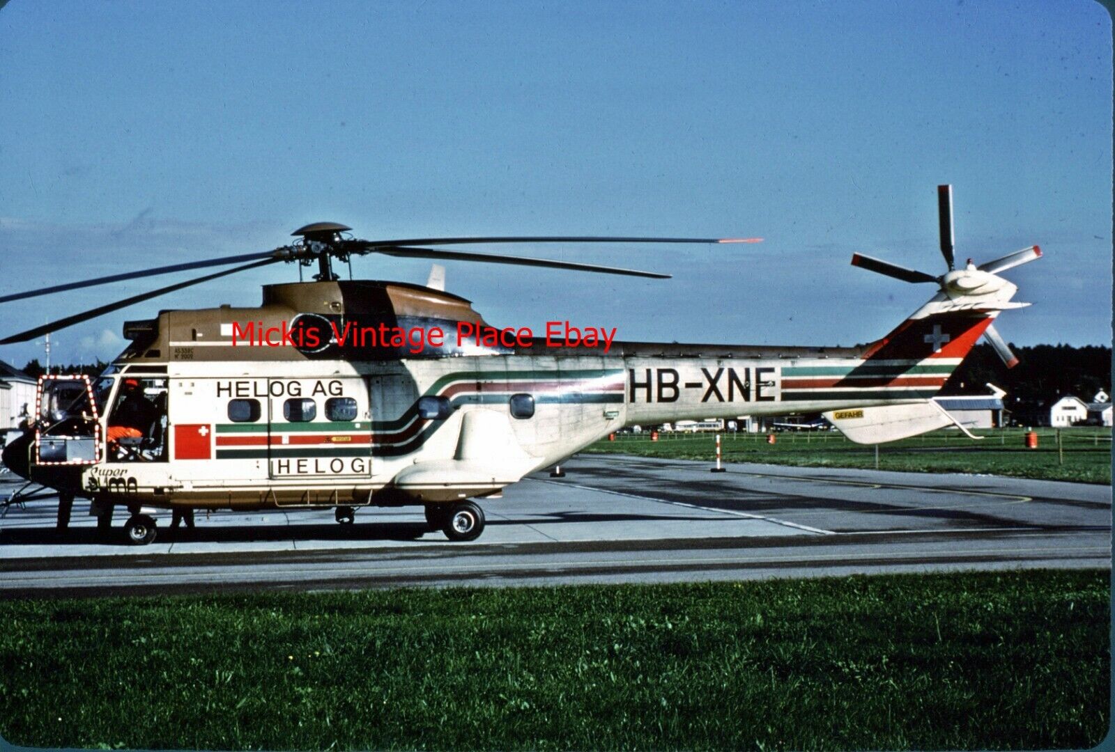 Original Slide, Helog AG-332L Puma HB-XNE Helicopter Great Britain 1987 aa4