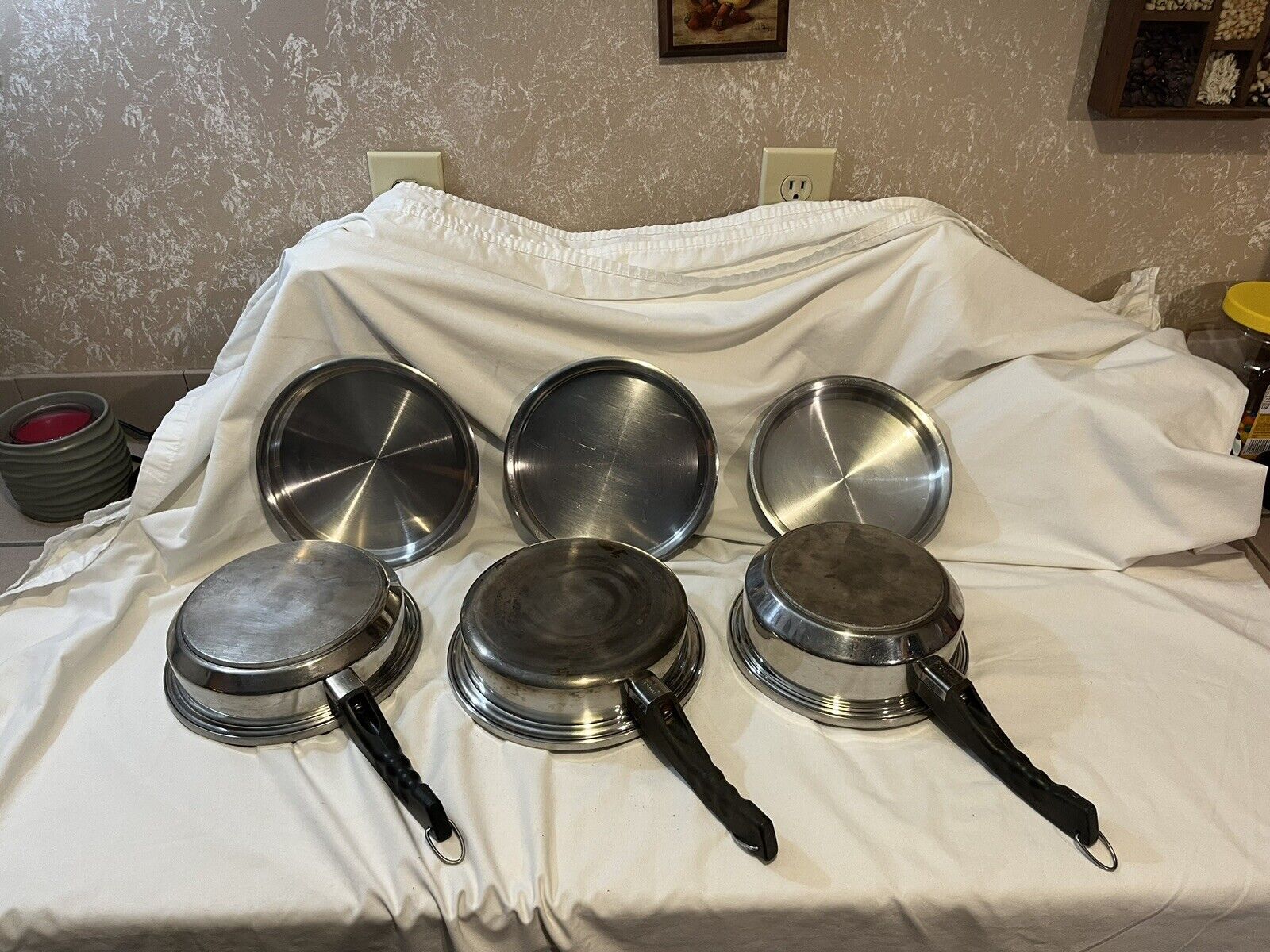 Vintage Lustre Craft  stainless steel cookware pans & lids USA