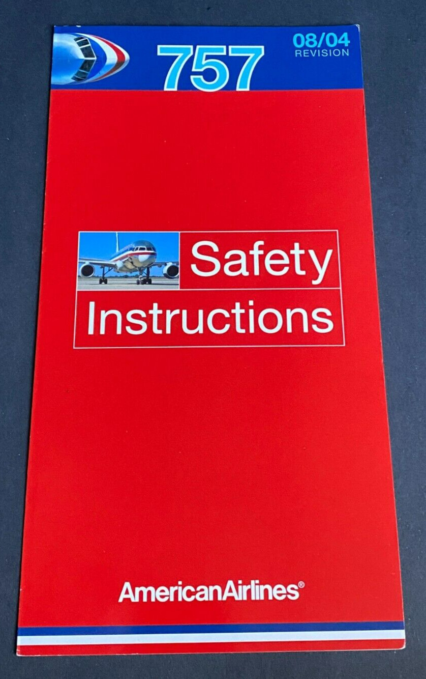 American Airlines Boeing 757 Safety Card - 08/04