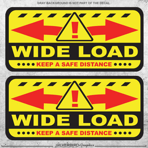 2x Wide Load sticker decal truck vehicle caution warning safety vinyl label