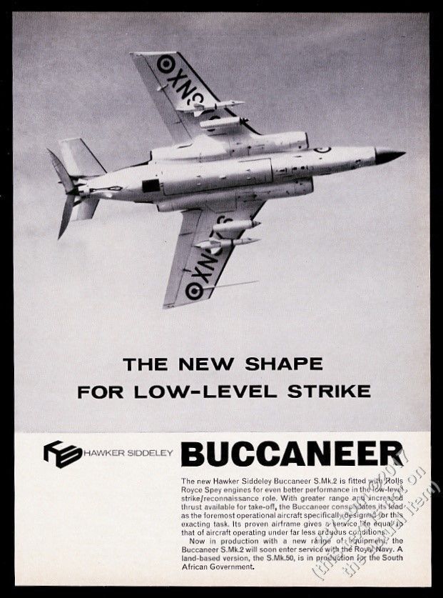 1964 Hawker Siddeley Buccaneer D Mk2 RAF R.A.F. fighter plane photo print ad