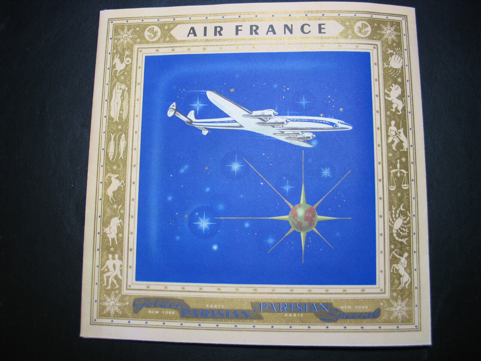 Vintage 1950s AIR FRANCE Lockheed Super Constellation cutaway foldout brochure