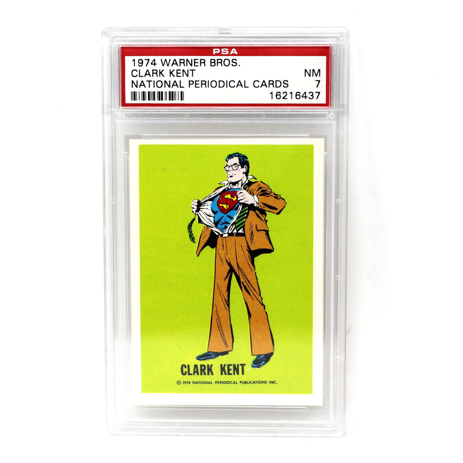 1974 Warner Bros Wonder Bread National Periodical Card Clark Kent Superman PSA 7