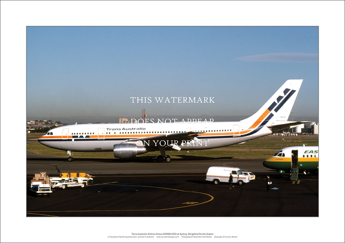 TAA Airbus A300 A2 Art Print – Departing Sydney Airport – 59 x 42 cm Poster