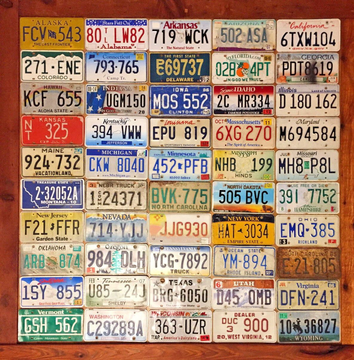 Full 50 State Set of United States License Plates in Poor Condition