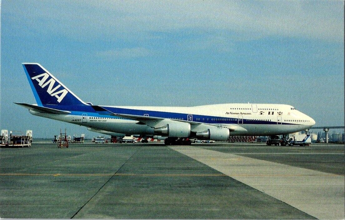 VIntage Airline Airplane Postcard - All Nippon Airways - Boeing B 747-481