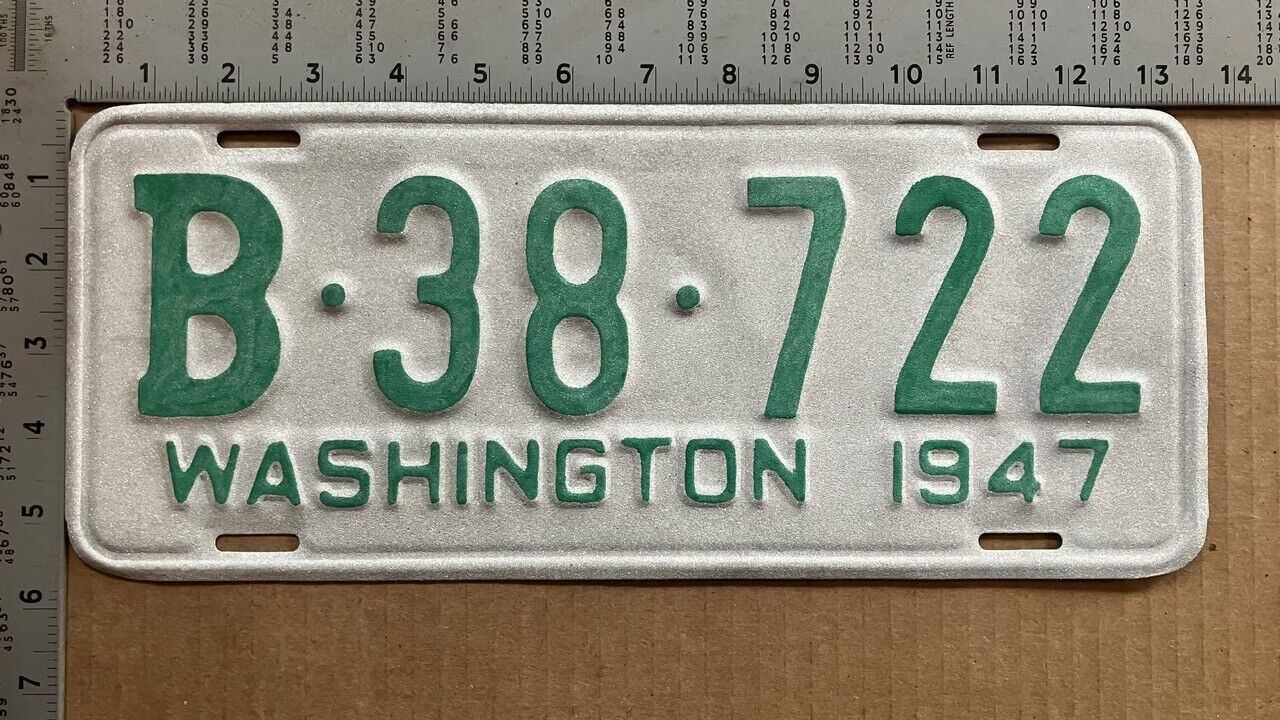 1947 1948 Washington license plate B 38 722 YOM DMV Pierce classic car 13272