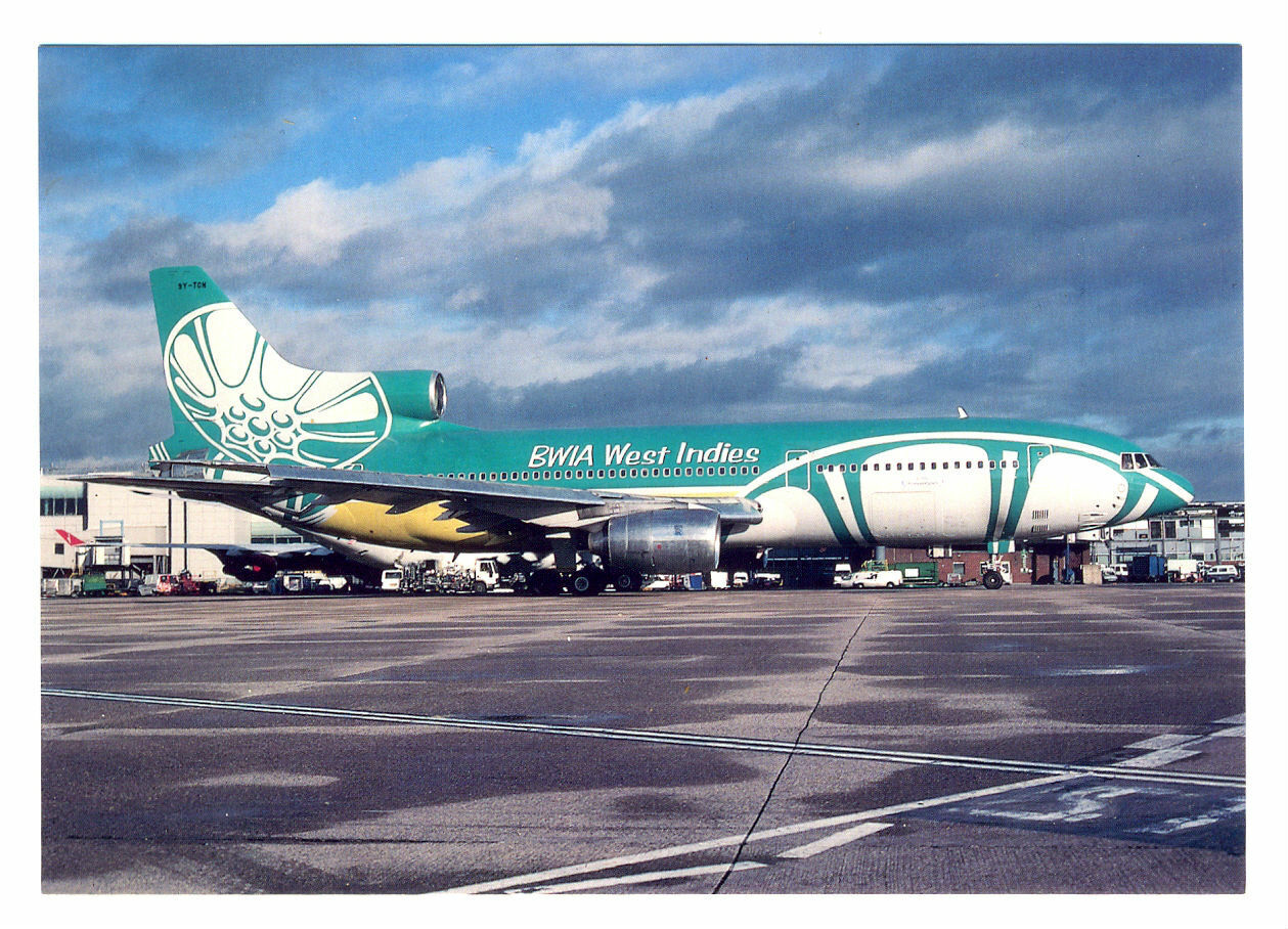 BWIA West Indies Airlines Lockheed L-1011-385-3 Tristar 500 Postcard