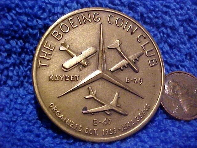 1959 The Boeing Coin Club Company Bronze B-52 Medal B29 B47 Wichita Kansas bah