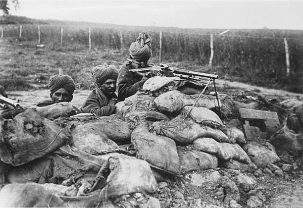 Indian Hotchkiss Gun Team Practising Near Querrieu 1916 WWI OLD PHOTO