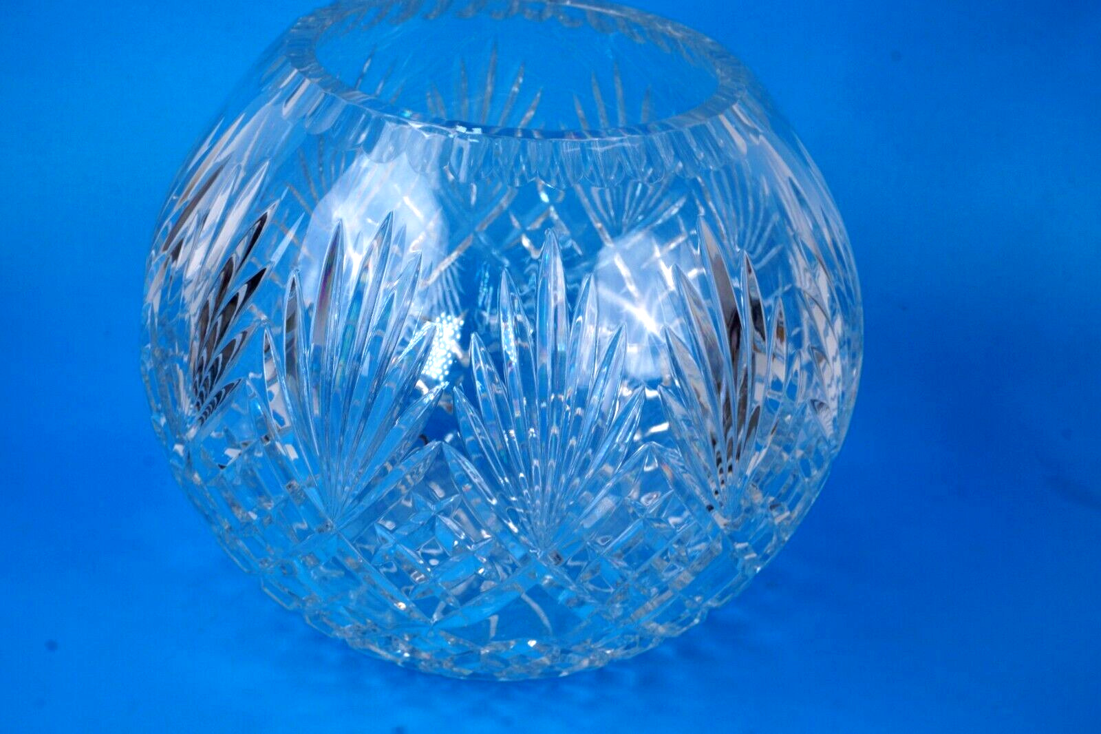 Vintage Lead Crystal Round Rose Bowl Vase 24% Lead Poland Sparkling Cut Glass
