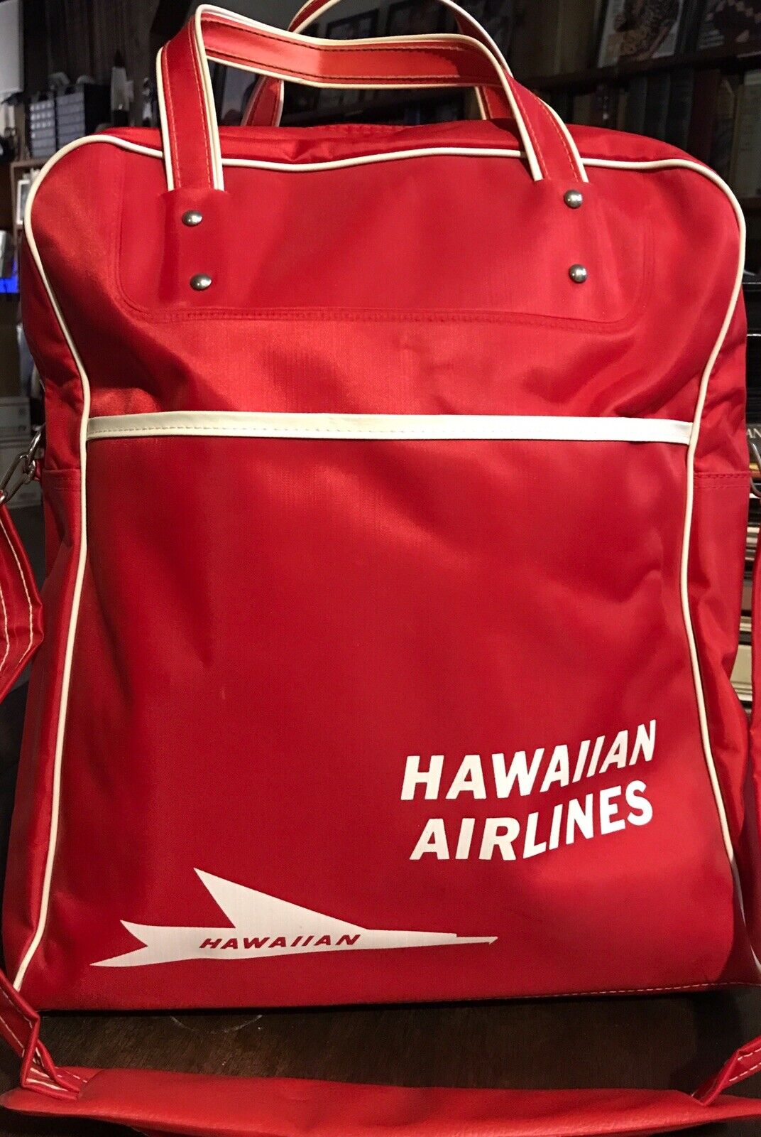 Hawaiian Airlines Vintage Travel Carry On Luggage Vinyl Bag