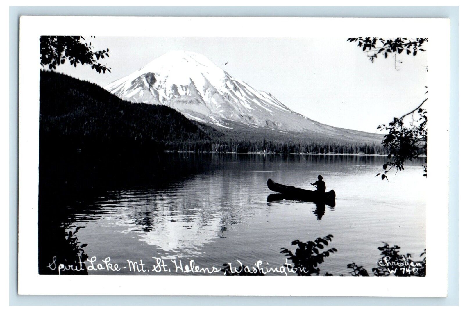 c1940\'s Spirit Lake Mt. St. Helens Washington WA, Christian RPPC Photo Postcard