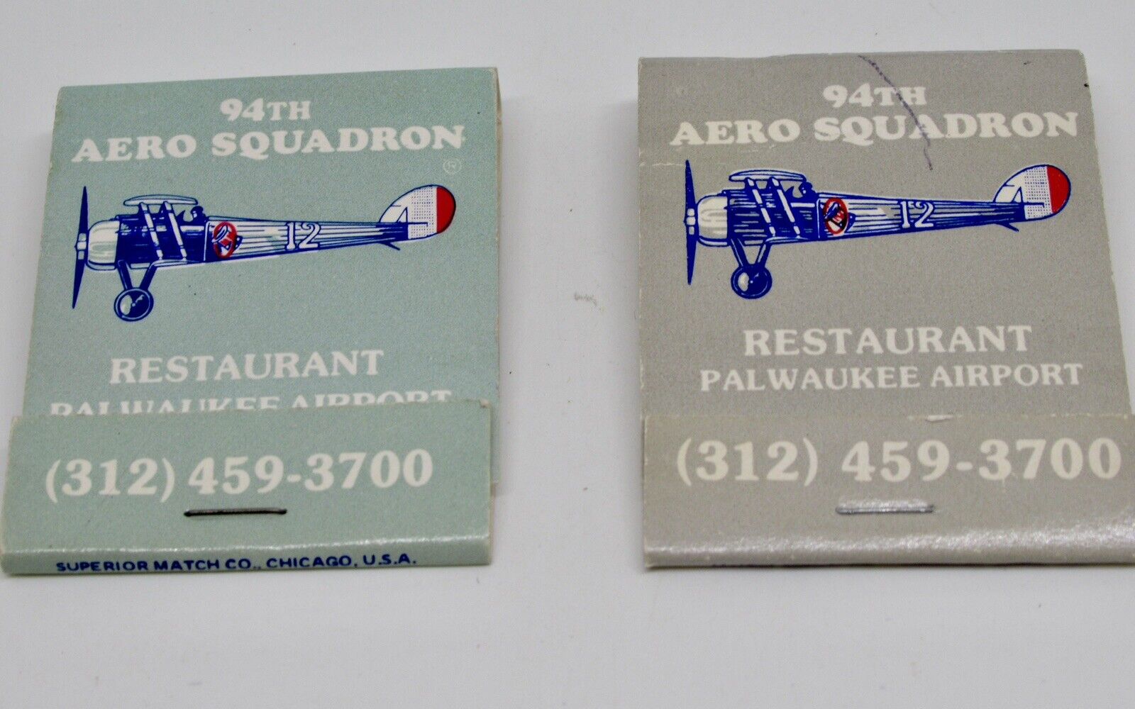 94th Aero Squadron Restaurant Palwaukee Airport Chicago Wheeling Matchbook LOT