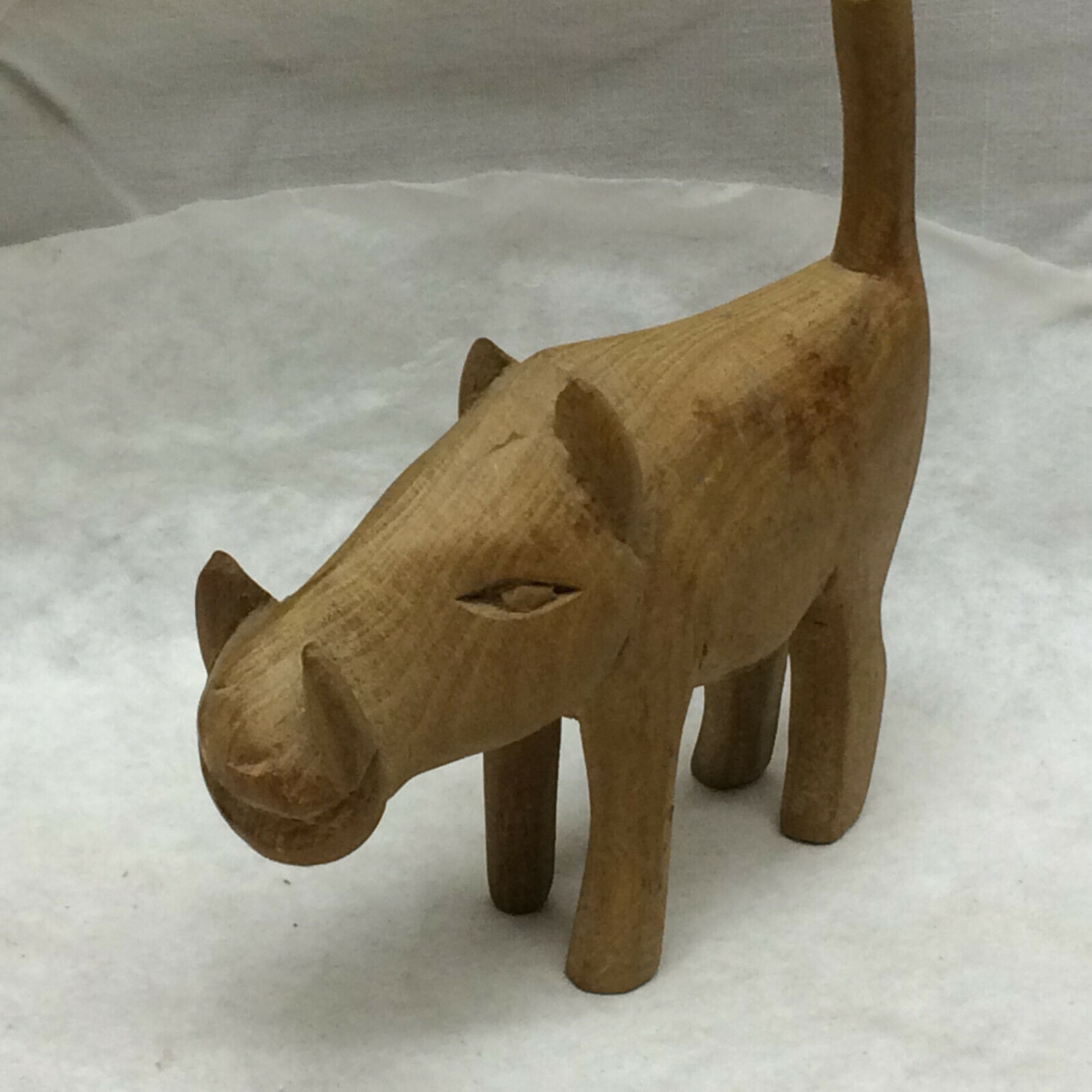Vintage Wood Carved Warthog Figurine 