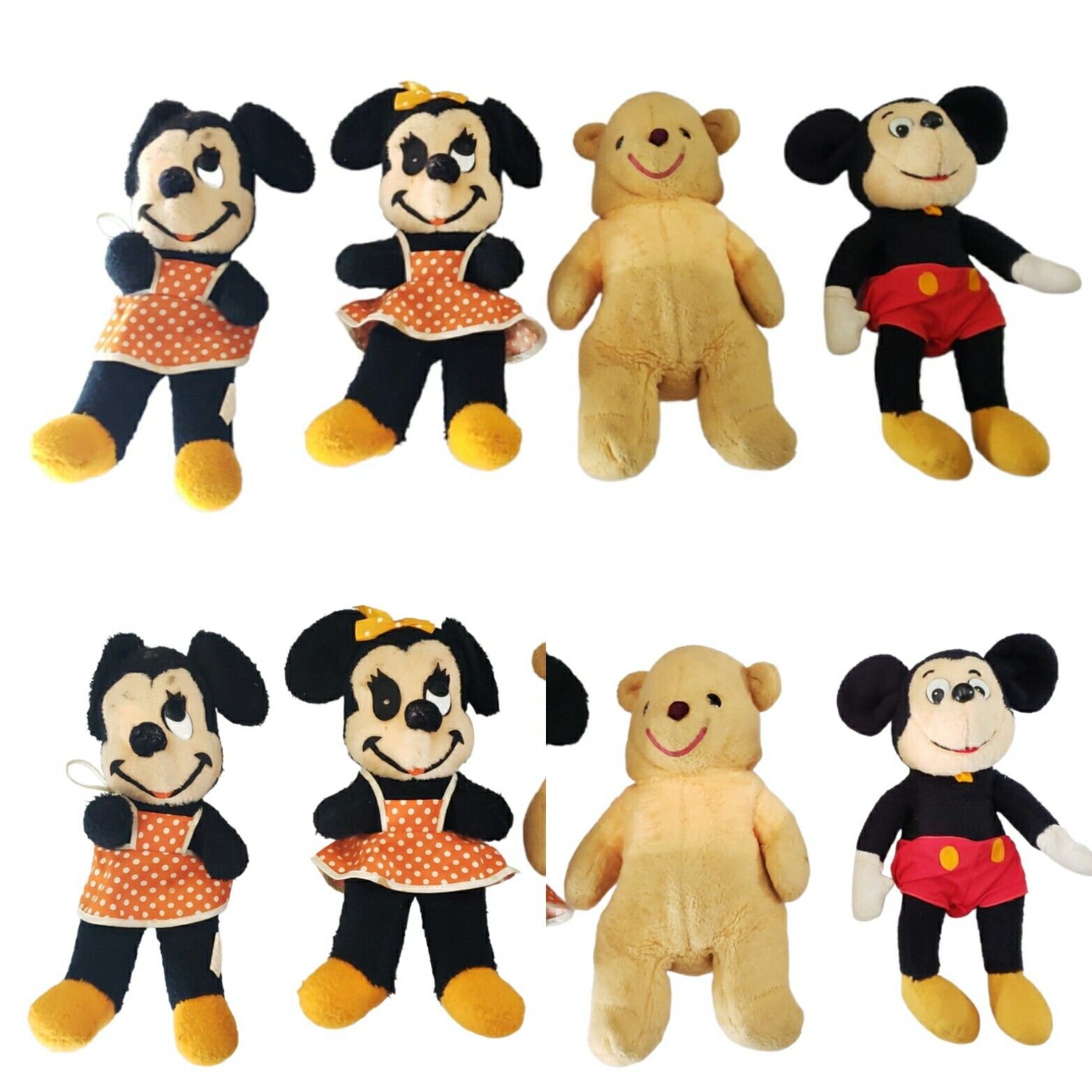 Rare Vintage 70/80s 4 Lot Walt Disney plush Mickey, Minnie mouse, Winnie pooh 