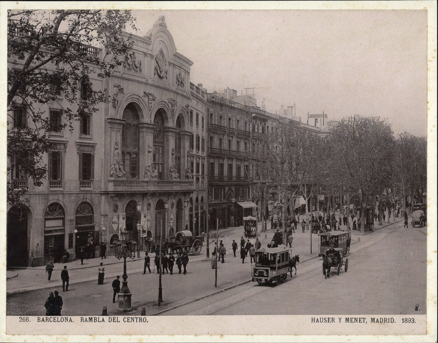 Spain, Barcelona, La Rambla del Centro, 1893, Vintage Print Vintage Print, l